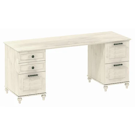 Double Pedestal Computer Desk with File Drawers